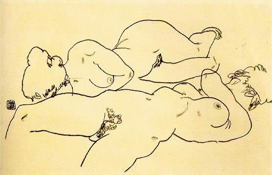Egon Schiele Study of a couple